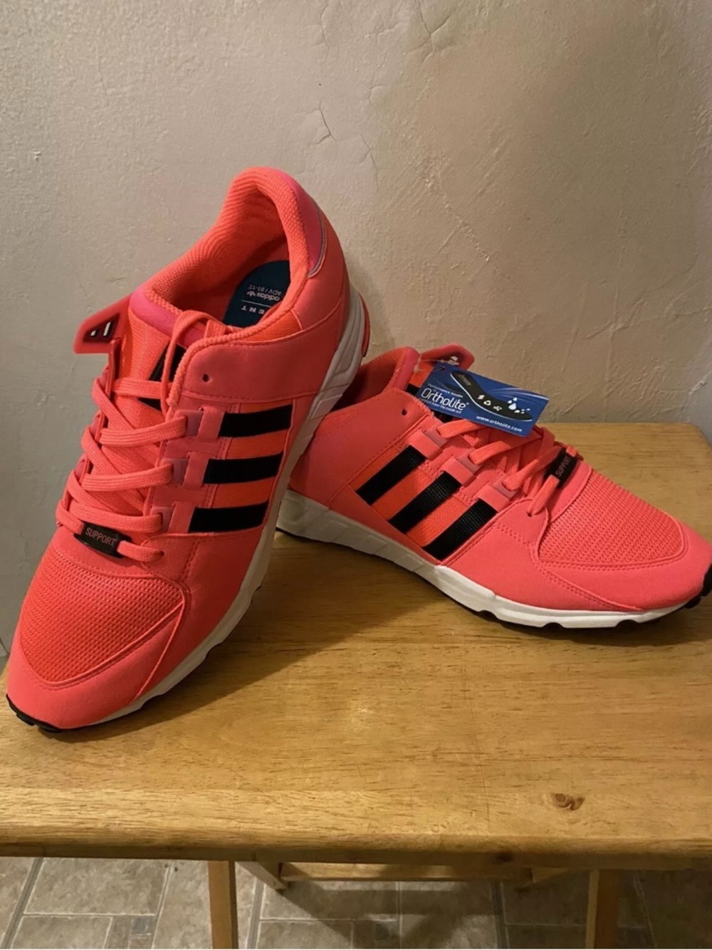 Adidas Eqt support RF Turbo/Coral Pink Athletic Shoes with Black Stripes